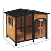 Cabin-Style Wooden Dog House for Large Dogs with Openable Roof & Giant Window, Yellow