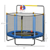 Kids Trampoline with Net, Basketball Hoop, Horizontal Bar Indoor, Blue