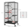 5-Level Small Animal Cage for Rabbit, Pet Mink & Chinchilla w/ Removable Tray, Ramp, Water Bottle & Food Dish, Small Pet Cage for Indoor, Black