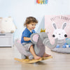 Baby Rocking Horse Elephant Rocking Chair, Toddler Rocker Toy with Wooden Base Seat & Safety Belt for Kids 1.5-3 Year Old, Gray