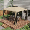 10' x 12' Patio Gazebo Outdoor Canopy Shelter with 2-Tier Roof and Netting, Steel Frame for Garden, Taupe