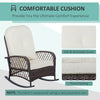 Outdoor Wicker Rocking Chair with Widen Seat, Thickened Cushion, Rattan Rocker with Steel Frame, High Weight Capacity for Patio, Cream White