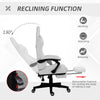 Gaming Chair with Swivel Wheel, Computer Chair with PU Leather & Retractable Footrest, Racing Gaming Chair, White