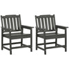 2 Pieces HDPE Outdoor Chair, Garden Chair Set with Armrests and Slatted Back for Patio, Lawn, Poolside, Gray