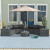 8 Piece Patio Furniture Set with 4 Rattan Sofa Chairs & 4 Tables with Storage & Umbrella Hole, Mixed Gray