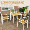 5 Pcs Patio Table and Chairs Set, Aluminum Patio Dining Set w/ HDPE Materials, Umbrella Hole, Yellow