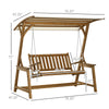 2 Seater Porch Swing with Stand and Canopy, Wooden Patio Furniture, Outdoor Swing Seat Loveseat