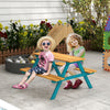 Kids Outdoor Table Set Wooden Toddler Picnic Table & Benches for 4 Kids 3-8 Years Old, Easy Installation, Natural Wood