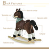 Kids Plush Ride-On Rocking Horse, Wooden Cowboy Rocker Toy with Fun Realistic Sounds for Child Toddler 3-6 Years Old, Boys Girls Gift, Brown