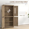 64" Kitchen Pantry, Tall Storage Cabinet with 4 Rattan Doors, 4 Tier Shelves and Adjustable Shelf, Natural