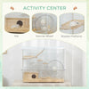 Wooden Hamster Cage, Gerbil Cage with Deep Bottom, Exercise Wheel, Food Dish, White