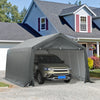 12' x 20' Heavy Duty Caport  Garage, Canopy Tent for Cars with Zippered Doors, Waterproof Cover and Drainage Holes - Grey