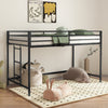 Twin Children's Loft Bunk Bed with Metal Frame and Safety Guard Rails, Anti-Noise Design, Protective Post Caps, Black