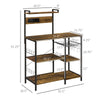 Kitchen Bakers Storage Rack with Charge Station, Industrial Microwave Stand with Adjustable Shelf, 5 Hooks, Wire Basket