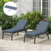 2 Patio Chaise Lounge Chair Cushions with Backrests, Replacement Patio Cushions with Ties, Lounge Chair, Blue