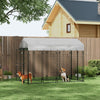 7.8' x 6' Outside Dog Kennel with Waterproof Canopy, Two Parts Design Door for Large Door, Silver