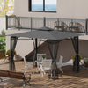 10'  x 12' Outdoor Gazebo with Nettings, Patio Gazebo Canopy for Patio Garden Backyard Deck, Dark Gray