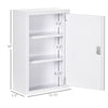 12" x 18" Lockable Medicine Cabinet, 3 Tier Steel Medical Wall Box with 2 Keys and Shelves for Bathroom, White