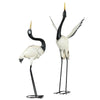 Set of 2 Garden Sculptures, Heron Garden Statues for Lawn, Patio, Backyard Decoration, 35.5" & 40.5", White & Black