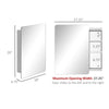 18" x 26" Wall Mount Bathroom Medicine Cabinet Mirror Sliding Door with 3-Tier Storage Shelf  Stainless Steel  for Living Room Bedroom Office