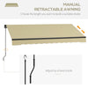 10' x 8' Retractable Awning, 280gsm UV Resistant Sunshade Shelter for Deck, Balcony, Yard, Beige