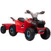 6V Children Battery Operated Car with Back Trailer, Forward Backward, Wear-Resistant Wheels for Ages 18-36 Months, Red