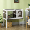 Wooden Rabbit Hutch Indoor, Guinea Pig Cage with Removable Tray, Lockable Doors and Lockable Doors, Coffee