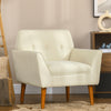 Traditional Accent Chair, Button Tufted Armchair with Wood Legs for Living Room, Bedroom, Beige