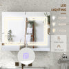 Bathroom Mirror Cabinet with Light, Bathroom Storage Cupboard with USB Charge, Adjustable Shelf, 31.5"W x 25.5"H, White