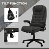 6 Point Vibrating Heated Massage Office Chair, Linen High Back Office Desk Chair, Reclining Backrest, Padded Armrests & Remote, Gray