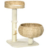 28" Elevated Cat Bed with Sisal Scratching Post for Indoor Kitties, Modern Cat Tree with Cute Basket Design, Small Cat Tree with Fun Ball Toy