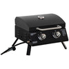 2 Burner Propane Gas Grill Outdoor Portable Tabletop BBQ with Foldable Legs, Lid, Thermometer for Camping, Picnic, Backyard, Black