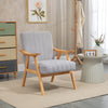 Accent Chairs with Seat and Back Cushion, Upholstered Arm Chair for Bedroom, Living Room Chair with  Wood Legs, Light Gray