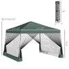 10' x 10' Pop Up Canopy, Foldable Canopy Tent with Carrying Bag, Mesh Sidewalls and 3-Level Adjustable Height for Outdoor, Garden, Patio, Party, Green