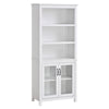 Bookcase, Elegant Bookshelf Cabinet with 3 Open Shelves and Double-Door Cabinet for Home Office, Living Room, Display Cabinet, White