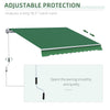 12' x 10' Manual Retractable Awning Outdoor Sunshade Shelter for Patio, Balcony, Yard, with Adjustable & Versatile Design, Green