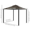 10' x 10' Patio Gazebo Outdoor Canopy Shelter with Double Tier Roof, Netting and Curtains for Garden, Lawn, Backyard and Deck, Coffee