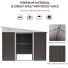 11' x 9' Steel Garden Storage Shed Outdoor Metal Lean To Tool House with Double Sliding Lockable Doors & 2 Air Vents, Grey