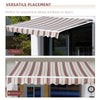 10' x 8' Manual Retractable Awning Sun Shade Shelter for Patio Deck Yard with UV Protection and Easy Crank Opening, Red