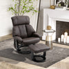 Recliner with Ottoman Footrest, Recliner Chair with Vibration Massage, Faux Leather and Swivel Wood Base for Living Room and Bedroom, Brown