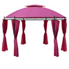 11.5' Steel Outdoor Patio Gazebo Canopy with Double roof Romantic Round Design & Included Side Curtains, Wine Red