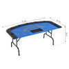 72" Folded 7 Player Poker Blackjack Table with Chip&Cup Holder - Blue Felt