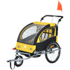 Elite 360 Swivel Double Child Two-Wheel Bicycle Cargo Trailer With 2 Security Harnesses - Yellow / Black