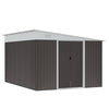 11' x 9' Steel Garden Storage Shed Outdoor Metal Lean To Tool House with Double Sliding Lockable Doors & 2 Air Vents, Grey