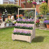 Raised Flower Bed with Trellis Freestanding Planter with Wheels Storage Space Spruce Frame for Garden Yard 32'' x 25'' x 53''