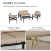 4-Piece Patio Furniture Set Garden Conversation Set with Cushions Steel Beige