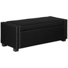 Nailhead Trim Upholstered Flip Top Storage Bench, Fabric Ottoman for Bedroom, or Living room, Dark Grey