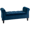 Button-Tufted Storage Ottoman Bench, Upholstered Bed Bench with Rolled Armrests for Bedroom, Living Room or Hallway, Blue