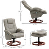 Massage Recliner Chair with Ottoman, Electric Faux Leather Recliner with 10 Vibration Points and 5 Massage Mode, Swivel Reclining Chair with Remote Control, Wood Base and Side Pocket, Grey