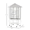 76" Flight Bird Cage Hexagon Covered Canopy Portable Aviary With Storage